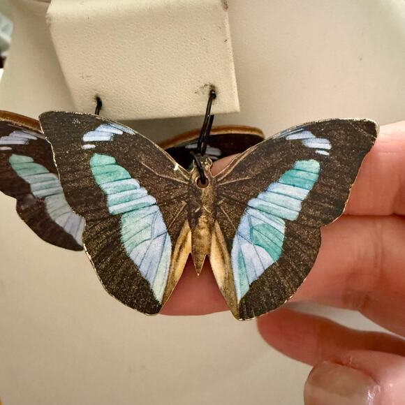 Blue Woodland Butterfly Artisan Earrings - Picture 6 of 6